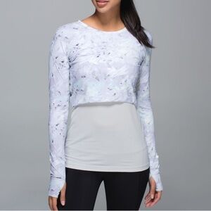 Lululemon Sea-Me Run Long Sleeve Mini Blushed Illusion White Multi Size 12